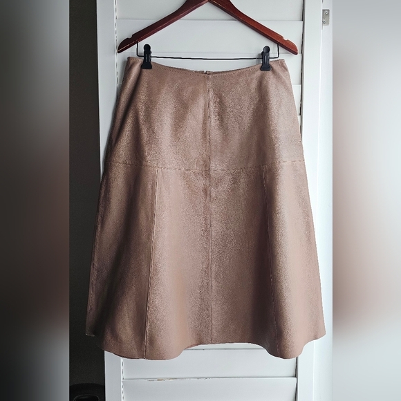 Bod&Christensen Real Leather Midi Skirt Brown Wiskey Tan A line size 10 - Picture 3 of 7